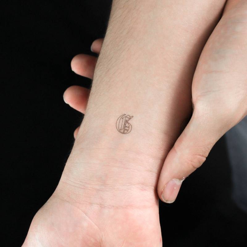 Gothic Style G Buchstabe Temporäres Tattoo | 3Er Set von littletattoos