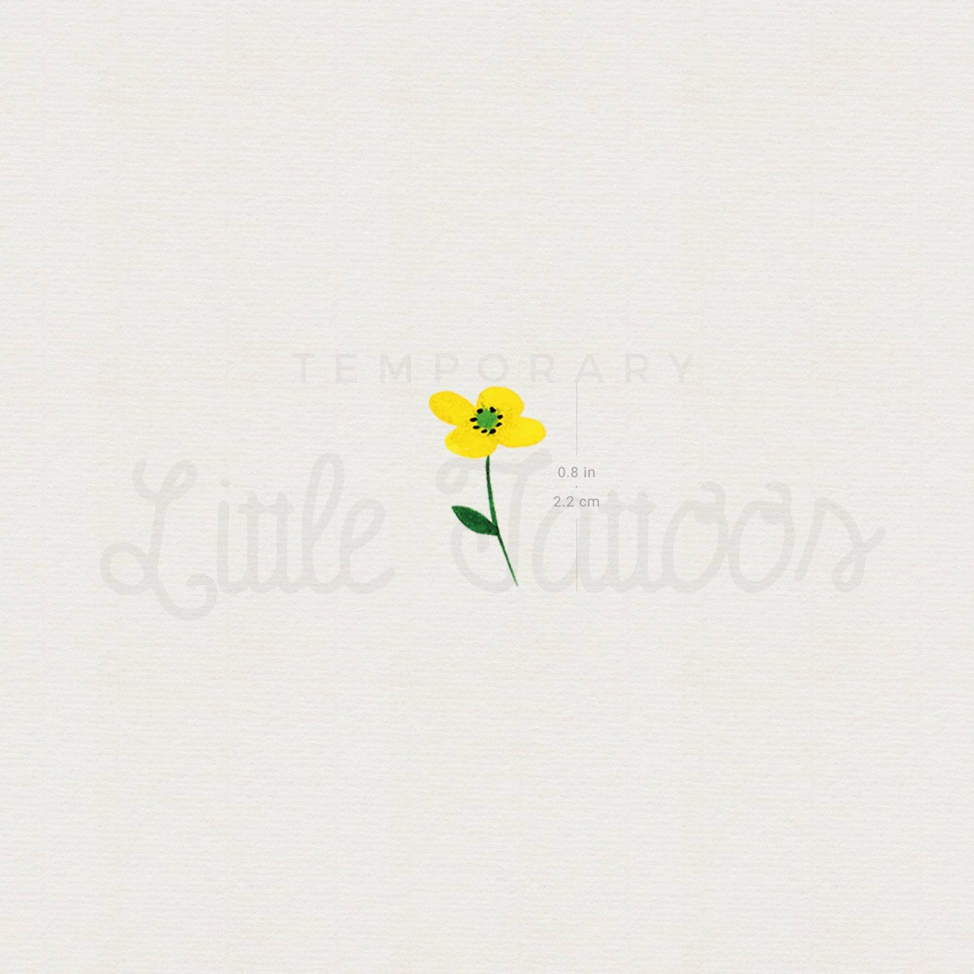 Kleine Aquarell Gelbe Blume Temporäres Tattoo | 3Er Set von littletattoos