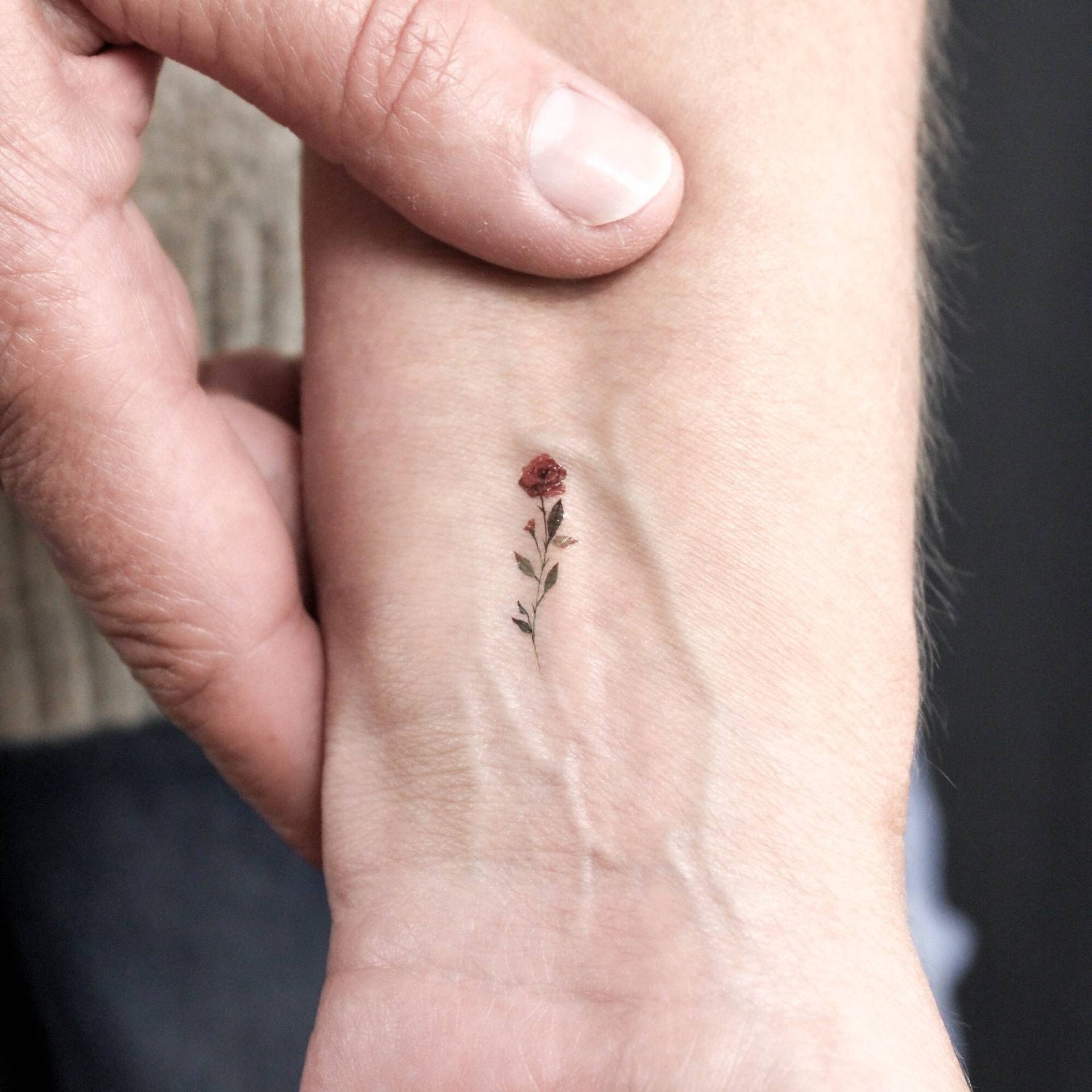 Kleine Aquarell Rote Rose Temporäres Tattoo | 3Er Set von littletattoos