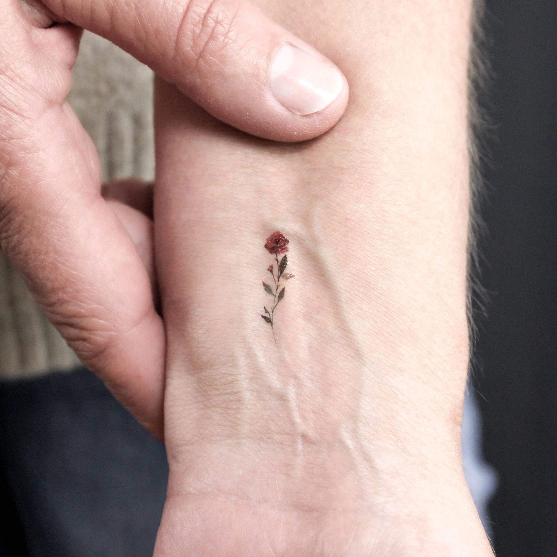 Kleine Aquarell Rote Rose Temporäres Tattoo | 3Er Set Kleine Aquarell Rote Rose Temporäres Tattoo | 3Er Set von littletattoos