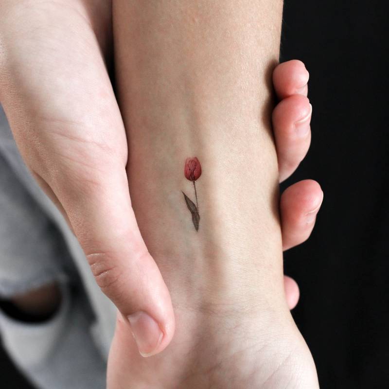 Kleine Aquarell Tulpe Temporäres Tattoo | 3Er Set von littletattoos