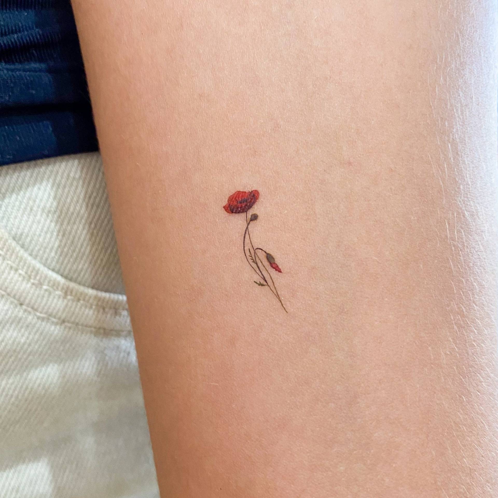 Kleines Aquarell Mohn Temporäres Tattoo | 3Er Set Kleines Aquarell Mohn Temporäres Tattoo | 3Er Set von littletattoos