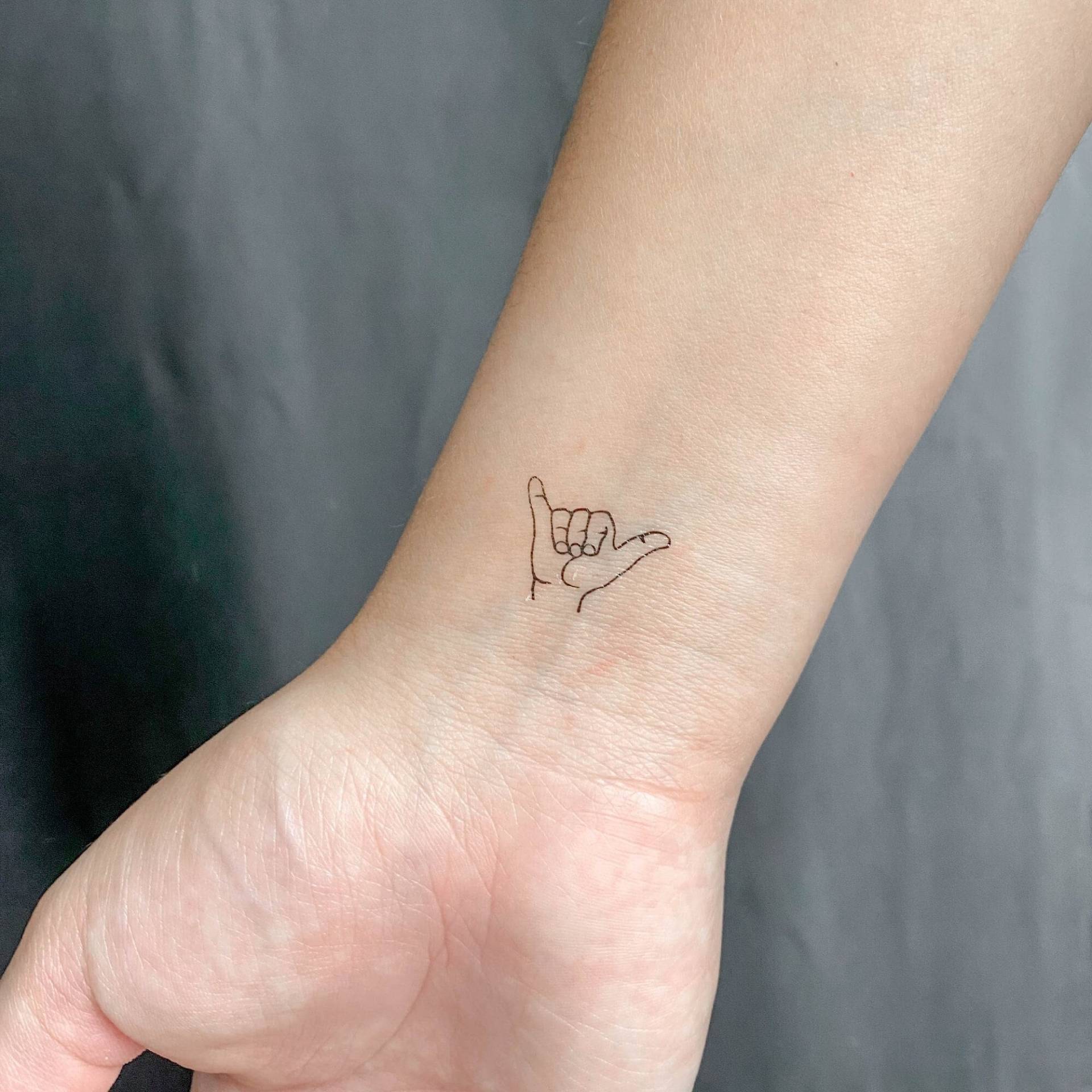 Shaka Gebärdensprache Temporäres Tattoo | 3Er Set von littletattoos