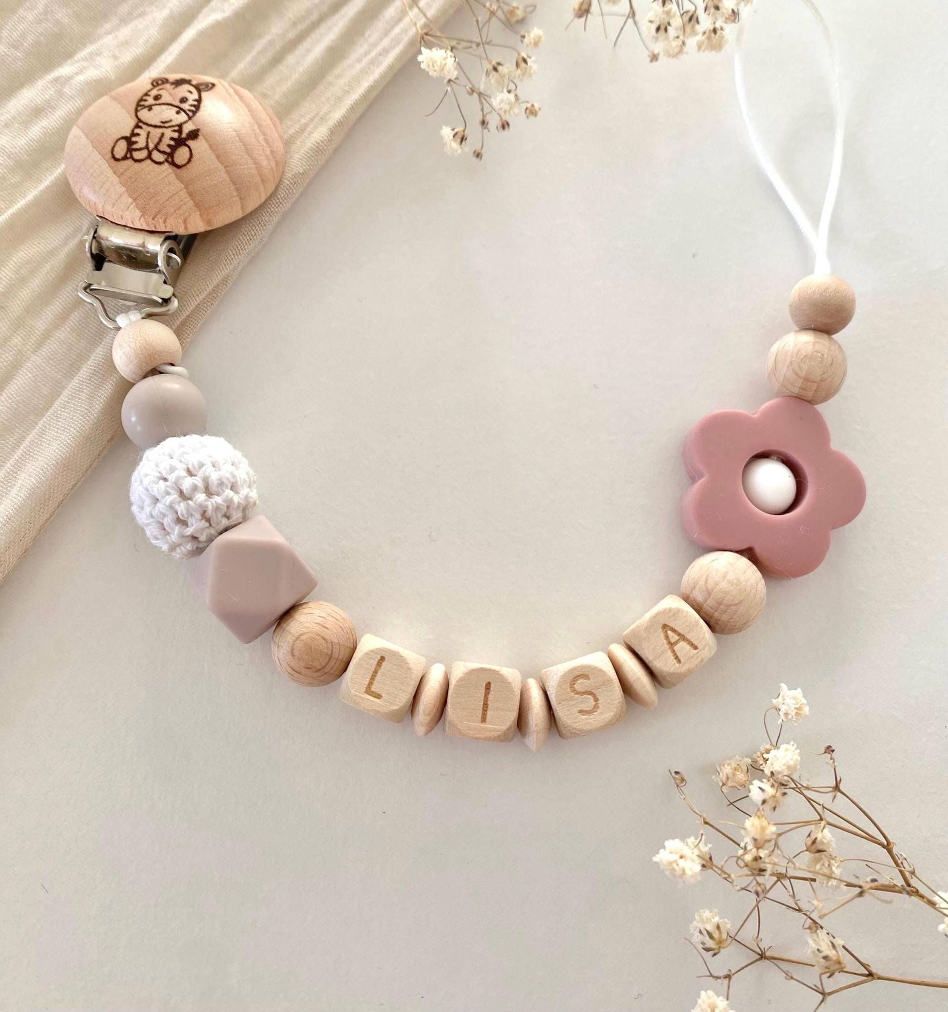 Personalisierte Schnullerkette | Mädchen Blume Personalisierte Schnullerkette | Mädchen Blume von littlewonder1996