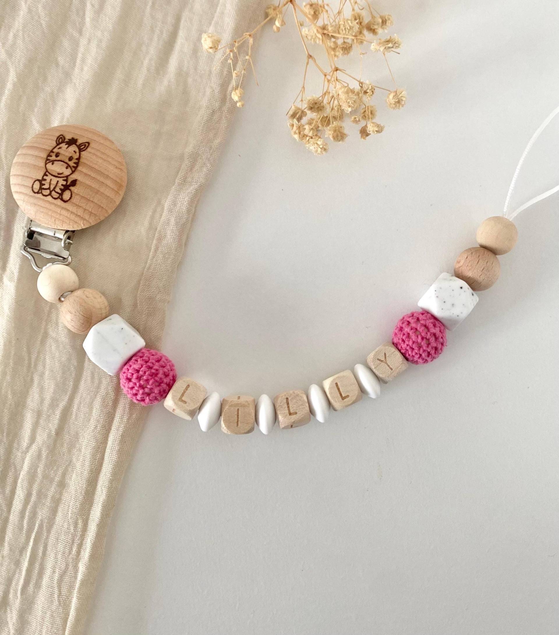 Personalisierte Schnullerkette | Mädchen Pink Personalisierte Schnullerkette | Mädchen Pink von littlewonder1996