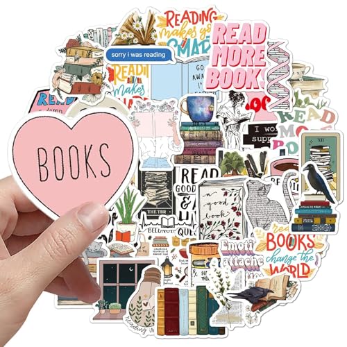 liuchanghe 100 Stück Buch Lesen Vintage-Aufkleber, ästhetische Aufkleber, wasserfeste Vinyl-Aufkleber für Wasserflaschen, Scrapbooking, Tagebuch, Laptop, für Erwachsene und Jugendliche von liuchanghe