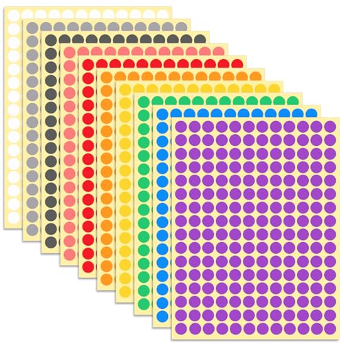 liuchanghe 1650 Stück Klebepunkte, 10mm Klebepunkte Runde Punktaufkleber Etiketten Markierungspunkte - 10 Farben von liuchanghe