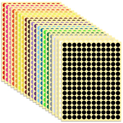 liuchanghe 3300 Stück Klebepunkte, 10mm Klebepunkte Runde Punktaufkleber Etiketten Markierungspunkte - 20 Farben von liuchanghe