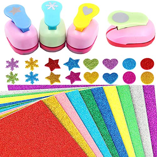 Papierstanzer Liuer 4PCS Motivstanzer Motivlocher Stanzer Set mit 10 Schaum Glitzerfolie Selbstklebend Papier Papierstanzer für Bastelarbeiten,Grußkarten,Fotoalben,Tischkarten,Scrapbooking Papierstanzer Liuer 4PCS Motivstanzer Motivlocher Stanzer Set mit 10 Schaum Glitzerfolie Selbstklebend Papier Papierstanzer für Bastelarbeiten,Grußkarten,Fotoalben,Tischkarten,Scrapbooking von Liuer