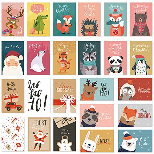 Weihnachtskarten mit Umschlägen Liuer 24PCS Weihnachten Karten Klappkarten Grußkarten Weihnachtskarte für Weihnachtsgrüße an Familie Freunde Kunden Kinder Frohe Weihnachten(20*15CM) von liuer