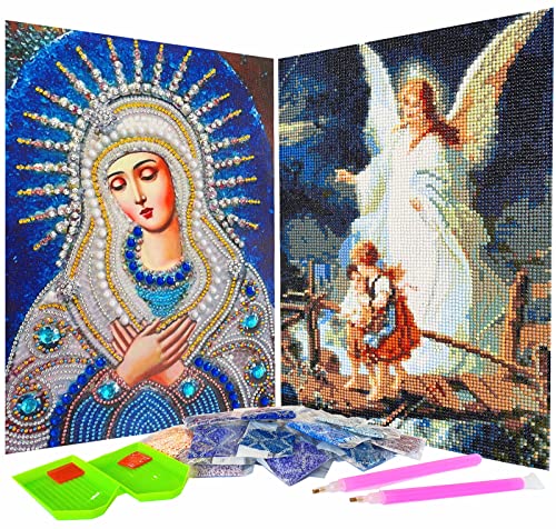 2er-Pack 5D Diamond Painting Kits Jungfrau Maria Vollbohrer Kristall Strass Harz Diamant Malerei Mutter Maria Diamant Bilder für Wanddekoration, Leinwandgröße 30,5 x 40,6 cm, Muster #1 von liziciti