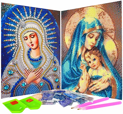 2er-Pack 5D Diamond Painting Kits Jungfrau Maria Vollbohrer Kristall Strass Harz Diamant Malerei Mutter Maria Diamant Bilder für Wanddekoration, Leinwandgröße 30,5 x 40,6 cm, Muster #4 von liziciti