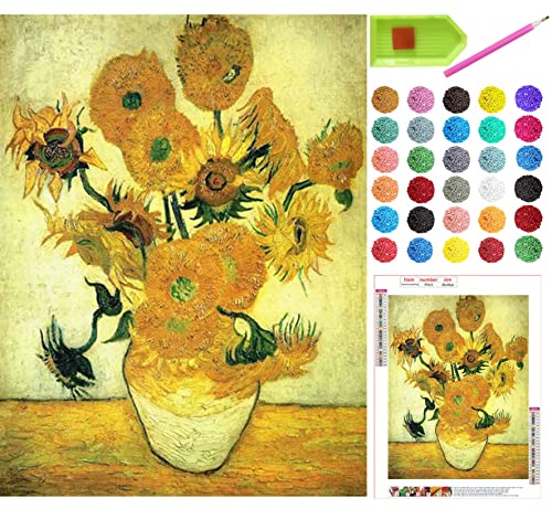 liziciti DIY Diamond Painting Kits for Adults Anfänger and Kids, Van Gogh Sunflower Full Drills 5D Diamond Mosaic Paintings for Home Wall Decor Gift, Canvas Size 12" x 16" von liziciti