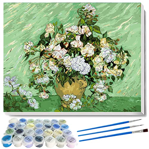liziciti Malen nach Zahlen, Vincent Van Gogh Meisterwerk-Serie, Ölgemälde, Kunstwerke zum Selbermachen, für Erwachsene, Kinder, Anfänger, 40 x 50 cm, ungerahmt (Rose) von liziciti