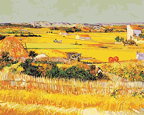 liziciti Malen nach Zahlen Kit auf Leinwand für Erwachsene Anfänger Van Gogh berühmte Gemälde DIY Acryl Ölgemälde Kunst 40,6 x 50,8 cm (gerahmte Leinwand, große Ernte) von liziciti