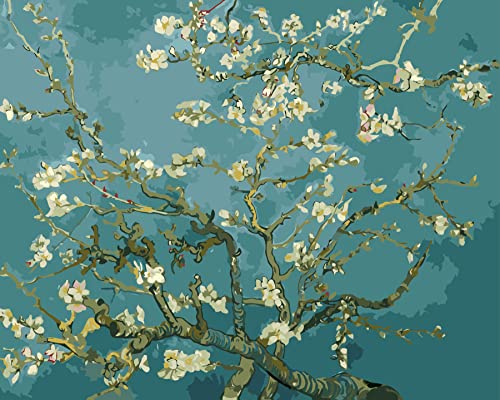 liziciti Malen nach Zahlen Kit auf Leinwand für Erwachsene Anfänger Van Gogh berühmte Gemälde DIY Acryl Ölgemälde Kunst 40,6 x 50,8 cm (rahmenlos, Mandelblüte) von liziciti