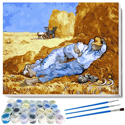 liziciti Malen nach Zahlen Kits, Vincent Van Gogh Meisterwerk Serie Ölgemälde Kunstwerke DIY für Erwachsene Kinder Anfänger 40 x 50 cm, ungerahmt (La sieste) von liziciti