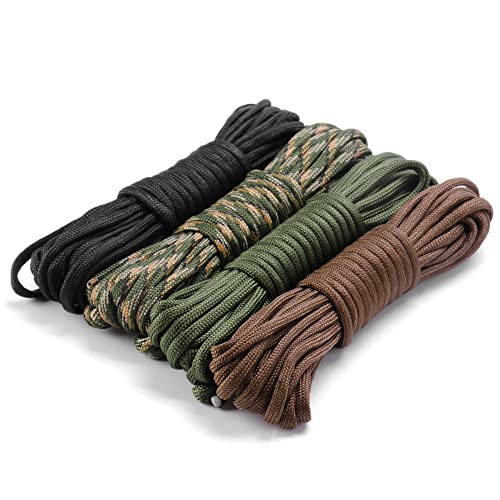 Paracord 4mm Set 7 Kern-Strängen 76ft multifunktionale Seile Nylon Armband Set Kinder Paracord 550 Schnur für Outdoor Sport DIY Hundehalsbänder (4 Farben) von lmytdo