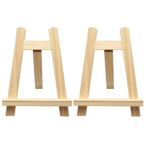 Logei Mini Staffelei klein, 2 Stück Mini Holzstaffeleien Kleine Tischstaffelei Tisch Tafel Dreieck Holz Stand, Staffelei Bilderrahmen Halterung für Desktop Gemälde Display Fotos (20 x 15cm） von logei