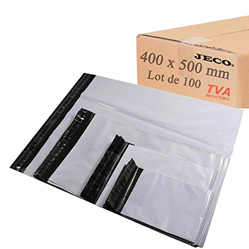logei® 100 Stück Versandtaschen Kunststoff Versandtaschen Versandtaschen Farbe Weiß + Schwarz, 40 cm x 50 cm von logei