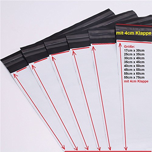 logei® 100 Versandtaschen aus Kunststoff, blickdicht (45 cm x 55 cm) von logei