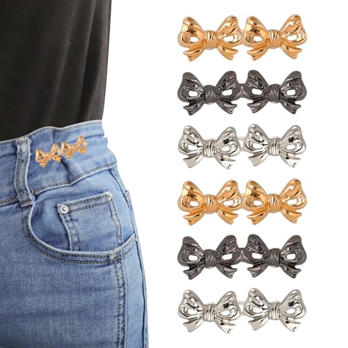 6 Sets Hosen-Taillenspanner mit Schleife, verstellbare Jeansknöpfe für lose Jeans, kein Nähen, Taillenknopf, abnehmbare Legierung, Schleife, Jeans, Clipschnallen, Taillenknoten für Hosen, Jeans, Rock, 6 Sets Hosen-Taillenspanner mit Schleife, verstellbare Jeansknöpfe für lose Jeans, kein Nähen, Taillenknopf, abnehmbare Legierung, Schleife, Jeans, Clipschnallen, Taillenknoten für Hosen, Jeans, Rock, von loghohu