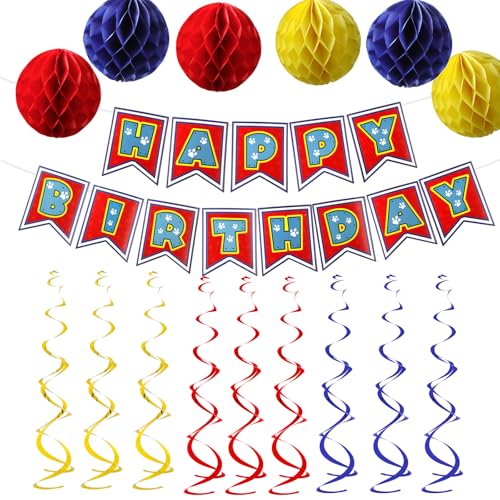 Geburtstag Dekorationen Hundepfote Happy Birthday Banner Bunte Seidenpapier Pompons zum Aufhängen Geburtstag Party Supplies von loghohu