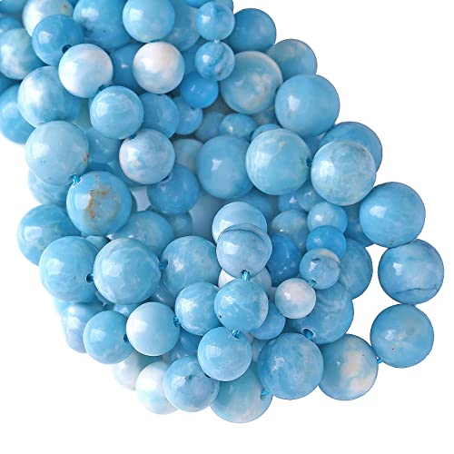 10 mm, 36 Stück natürliche blaue Larimar-Edelstein-Kristallperlen für Schmuckherstellung, DIY-Armbänder von lohfxrgyjk