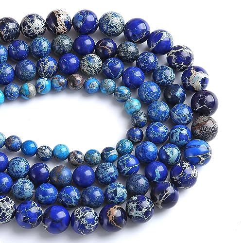 10 mm, 38 Stück, Naturstein, blauer Meeressediment-Jaspis, lose Perlen für Schmuckherstellung, DIY-Armbänder von lohfxrgyjk
