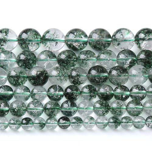 10 mm, 38 Stück Naturstein-Kristallperlen, Geisterquarz, lose Perlen für Schmuckherstellung, DIY-Armbänder von lohfxrgyjk