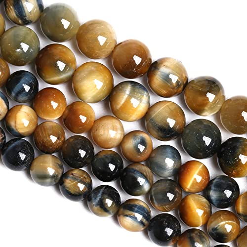 10 mm, 38 Stück Natursteine, traumhafte blaue Tigeraugen-Perlen für Schmuckherstellung, DIY-Armbänder von lohfxrgyjk