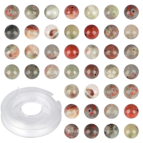 10 mm 100 Stück Natursteinperlen, Blutstein, rund, echter Stein, lose Edelstein-Lochgröße, 1 mm, DIY-Charm, glatte Perlen für Armband, Halskette, Ohrringe, Blutstein 10 mm von lohfxrgyjk
