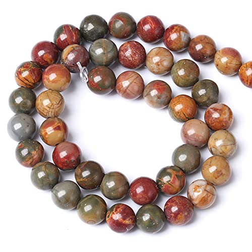 10 mm 37 Stück Naturstein-Picasso-Jaspis, lose Perlen für Schmuckherstellung, DIY-Armbänder 10 mm 37 Stück Naturstein-Picasso-Jaspis, lose Perlen für Schmuckherstellung, DIY-Armbänder von lohfxrgyjk