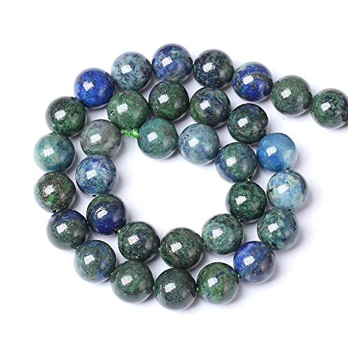 10 mm 38 Stück Naturstein-Lapis-Chrysokoll-Perlen für Schmuckherstellung, DIY-Armbänder von lohfxrgyjk