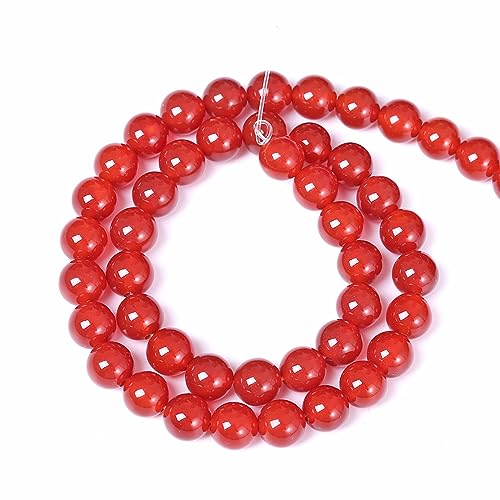 10 mm 38 Stück Naturstein-Perlen aus rotem Achat, lose Perlen für Schmuckherstellung, DIY-Armband, Halbedelstein, 1 Strang von lohfxrgyjk
