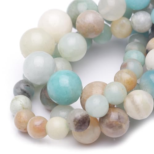 10 mm Natursteinperlen zur Schmuckherstellung, Amazonit, poliert, glatt, rund, Edelsteinperlen für Armband, Halskette, 38,1 cm von lohfxrgyjk