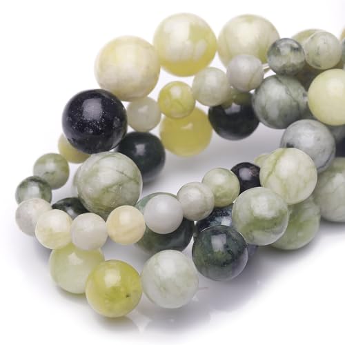 10 mm Natursteinperlen zur Schmuckherstellung, grüner Ranken-Jaspis, poliert, glatt, rund, Edelsteinperlen für Armband, Halskette, 38,1 cm von lohfxrgyjk