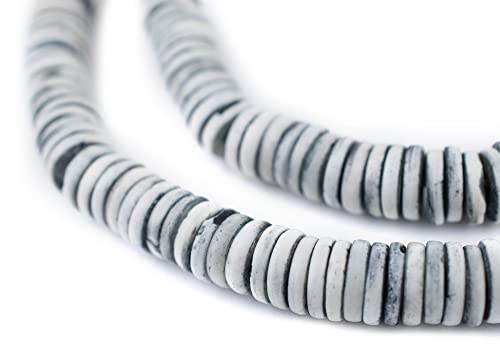 10 mm hellgraue Knochenknopfperlen: Flache runde Scheibenperlen aus Nepal für die Herstellung von DIY-Halsketten und Schmuck von lohfxrgyjk