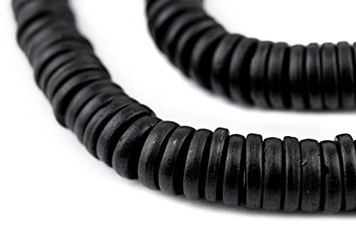 10 mm schwarze Knochenknopfperlen: Flache runde Scheibenperlen aus Nepal für die Herstellung von DIY-Halsketten und Schmuck von lohfxrgyjk