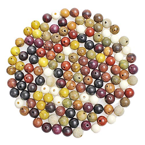 100 Stück 10 mm natürliche mehrfarbige Holzperlen, rund, lose Perlen für Schmuckherstellung, DIY, Handwerk, Armband, Halskette von lohfxrgyjk