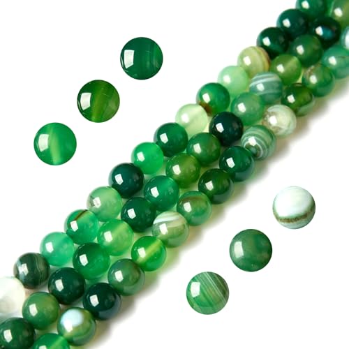 100 Stück 6 mm blaue gestreifte Achat-Perlen, natürliche Edelsteine, lose Perlen für Schmuck und Armbänder von lohfxrgyjk