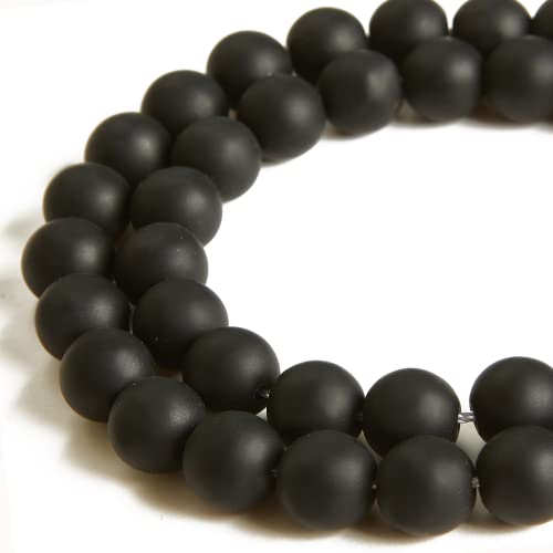 100 Stück 8 mm matte schwarze Perlen, natürliche Edelsteine, runde lose Perlen zum Basteln und zur Schmuckherstellung von lohfxrgyjk