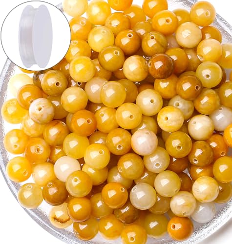 100 Stück gelbe Aventurin-Steinperlen, 8 mm, natürliche Perlen, rund, lose Edelsteinperlen für Armband, Perlen, Kristall, Schmuckherstellung, DIY, Halsketten, Ohrringe, 0,8 cm 100 Stück gelbe Aventurin-Steinperlen, 8 mm, natürliche Perlen, rund, lose Edelsteinperlen für Armband, Perlen, Kristall, Schmuckherstellung, DIY, Halsketten, Ohrringe, 0,8 cm von lohfxrgyjk