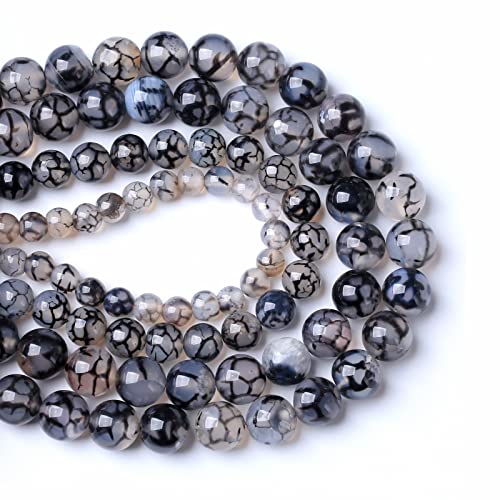 12 mm, 31 Stück Naturstein-Perlen aus schwarzem Drachenvener, Achat, für Schmuckherstellung, DIY-Armbänder von lohfxrgyjk