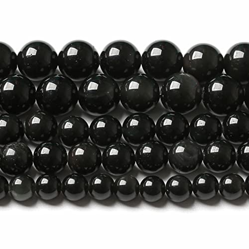 12 mm, 32 Stück, Naturstein, schwarzer Obsidian, lose Perlen für Schmuckherstellung, DIY-Armband, 1 Strang von lohfxrgyjk