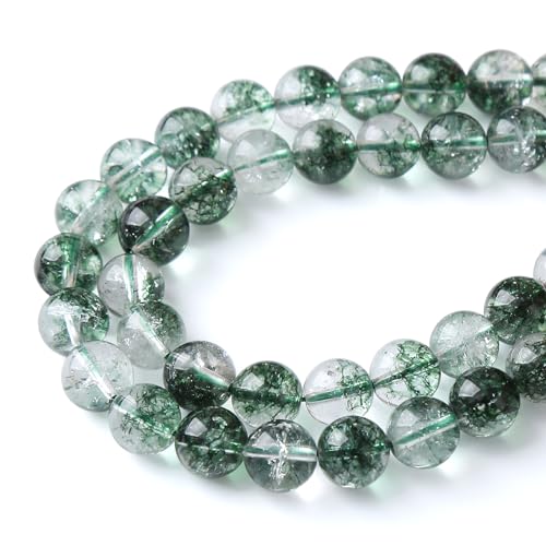 12 mm, 32 Stück Naturstein-Kristallperlen, Geisterquarz, lose Perlen für Schmuckherstellung, DIY-Armbänder von lohfxrgyjk
