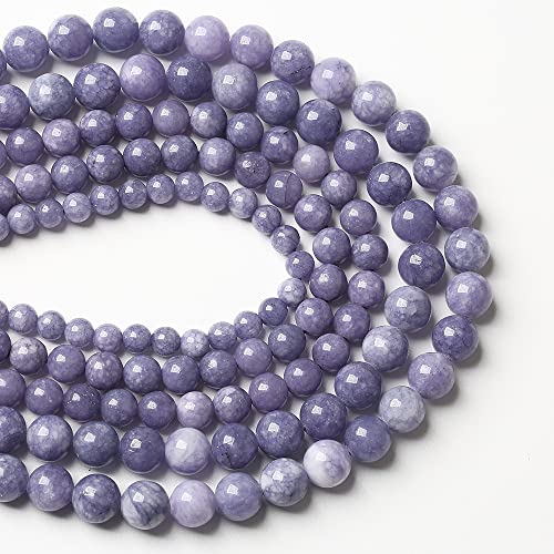 12 mm 32 Stück natürliche lila Angelit-Steinperlen Lavendel-Edelstein, runde lose Perlen für Schmuckherstellung, Armband, Halskette, Ohrringe von lohfxrgyjk