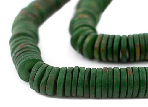 12 mm smaragdgrüne Knochenknopfperlen: Flache runde Scheibenperlen aus Nepal für die Herstellung von DIY-Halsketten und Schmuck von lohfxrgyjk