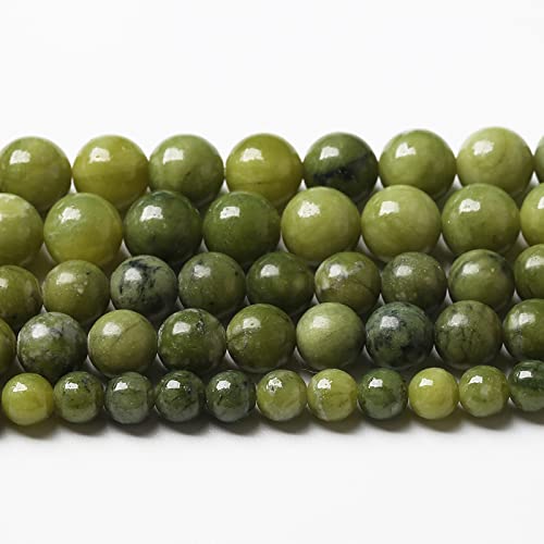 120 Stück 6 mm natürliche chinesische grüne Jade-Perlen, Edelstein, rund, lose Perlen für Schmuckherstellung, DIY, Armband, Halskette, 81,3 cm, 2 Stränge von lohfxrgyjk