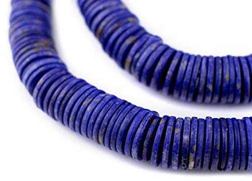 14 mm Lapisblaue Knochenknopfperlen: Flache runde Scheibenperlen aus Nepal für die Herstellung von DIY-Halsketten und Schmuck von lohfxrgyjk